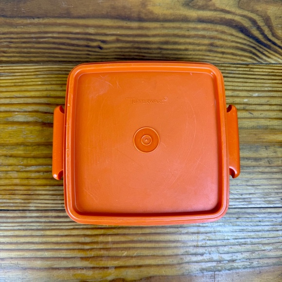 Vintage Tupperware Orange Square Container | Classic Mid-Century Kitchen - Picture 8 of 16